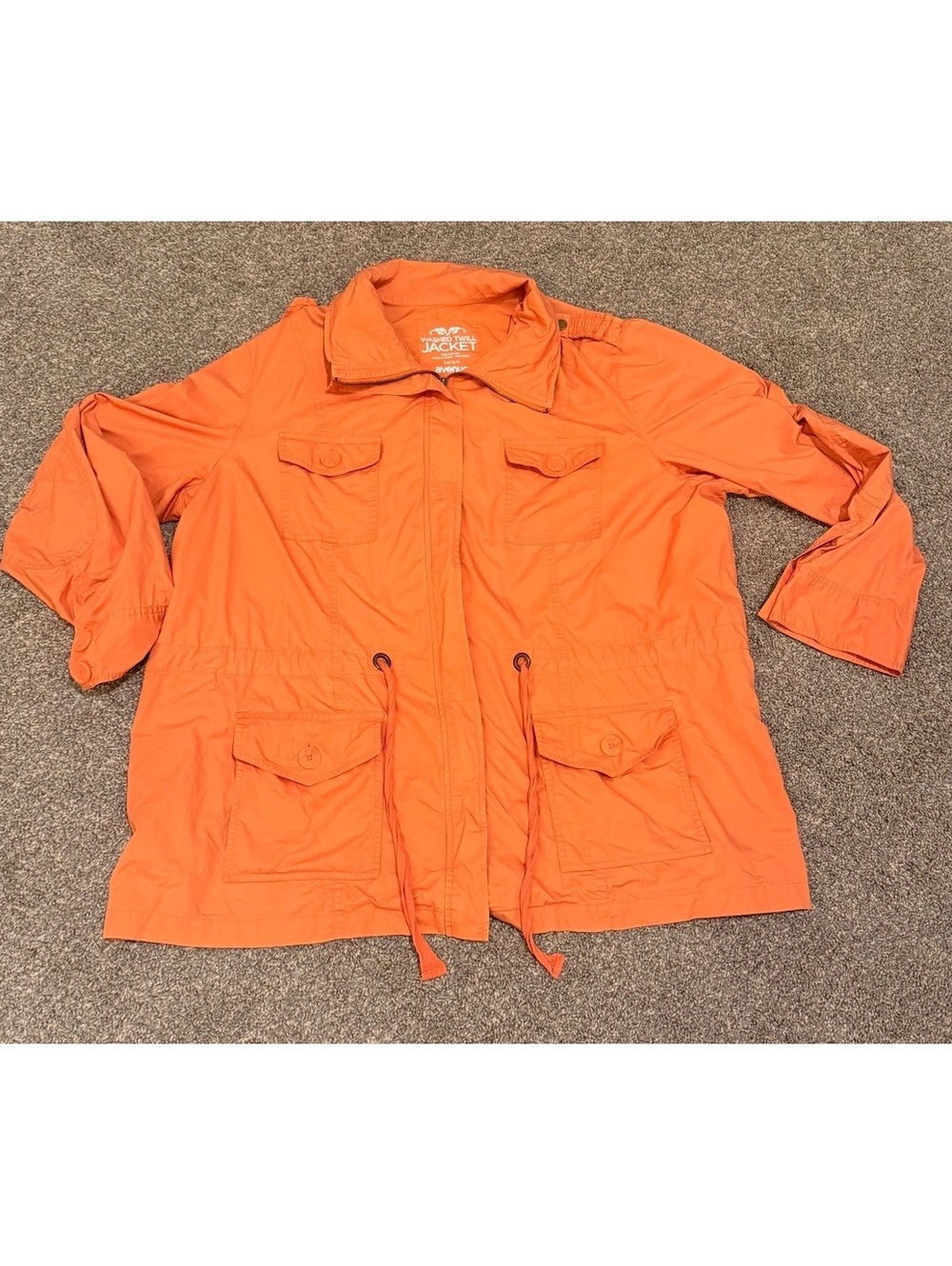 Avenue Women’s Plus Size 22/24 Orange Washed Twill Utility Jacket